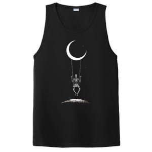 Rock On Skeleton Hands Halloween Moon Band Rock And Roll PosiCharge Competitor Tank