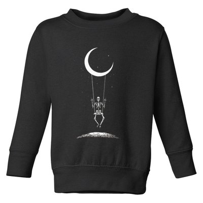 Rock On Skeleton Hands Halloween Moon Band Rock And Roll Toddler Sweatshirt