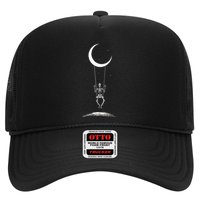Rock On Skeleton Hands Halloween Moon Band Rock And Roll Trucker Hat