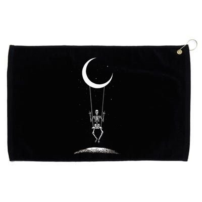 Rock On Skeleton Hands Halloween Moon Band Rock And Roll Grommeted Golf Towel