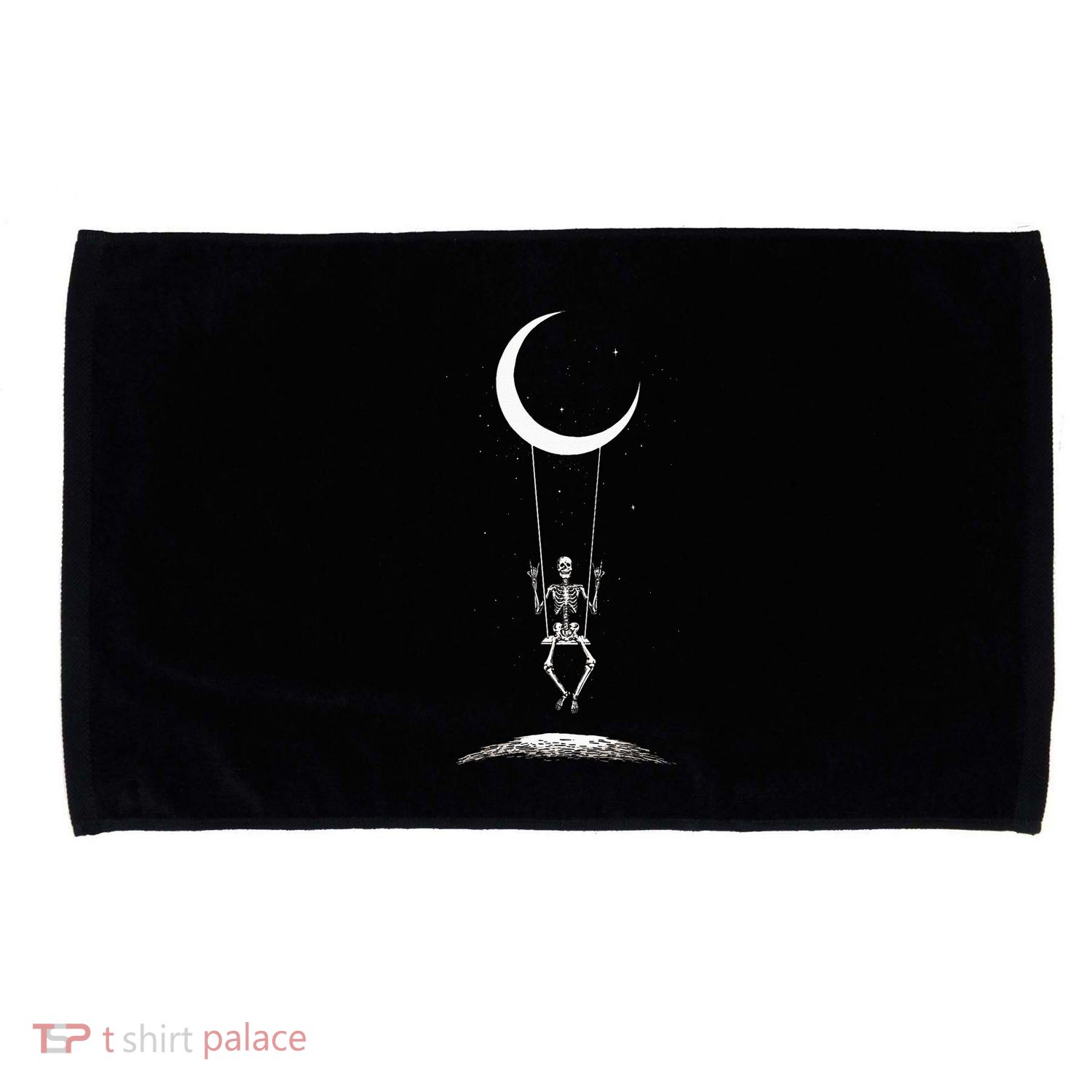 Rock On Skeleton Hands Halloween Moon Band Rock And Roll Microfiber Hand Towel