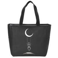 Rock On Skeleton Hands Halloween Moon Band Rock And Roll Zip Tote Bag