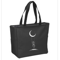 Rock On Skeleton Hands Halloween Moon Band Rock And Roll Zip Tote Bag
