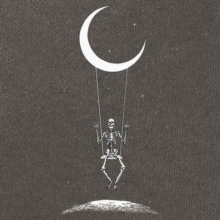 Rock On Skeleton Hands Halloween Moon Band Rock And Roll Cotton Canvas Backpack
