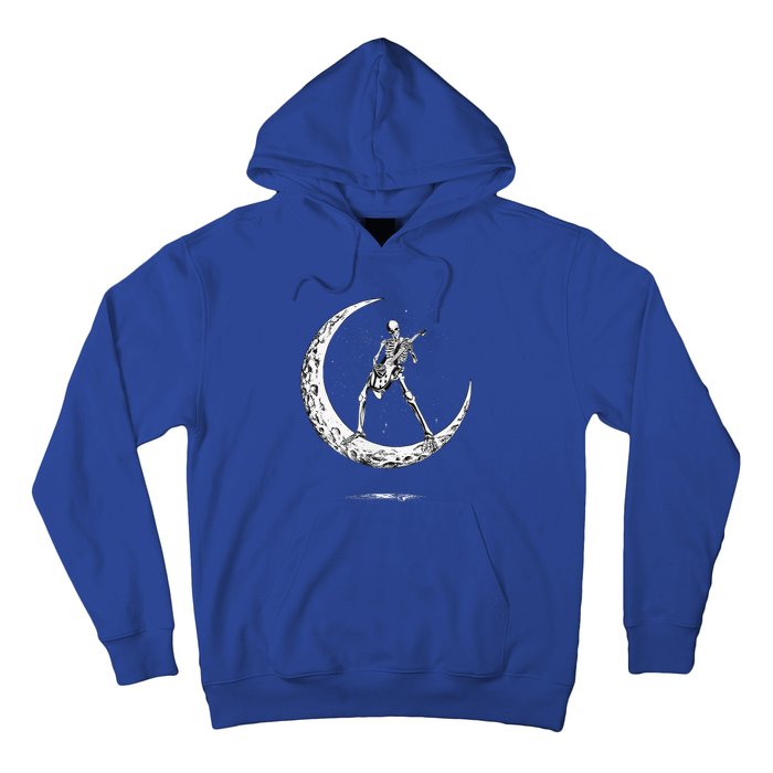 Rock On Skeleton Moon Rock And Roll Hoodie