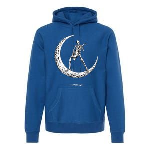 Rock On Skeleton Moon Rock And Roll Premium Hoodie