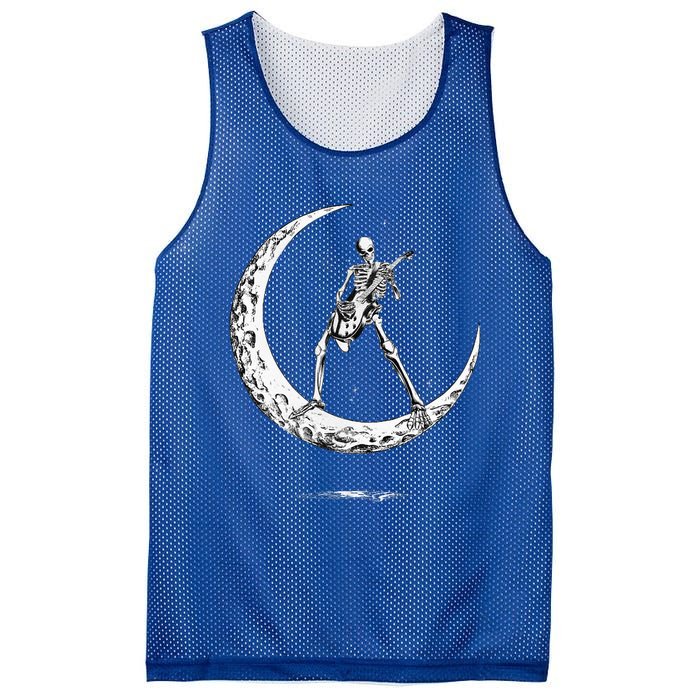 Rock On Skeleton Moon Rock And Roll Mesh Reversible Basketball Jersey Tank