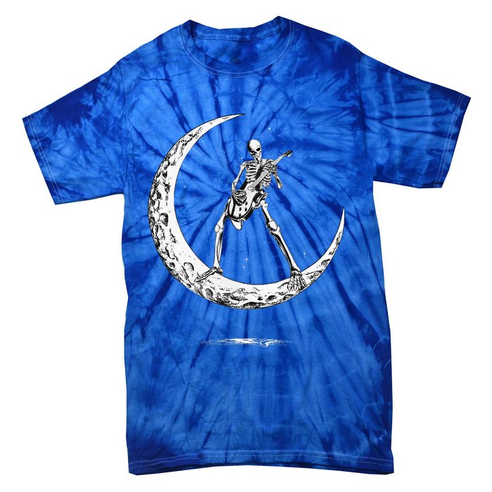 Rock On Skeleton Moon Rock And Roll Tie-Dye T-Shirt