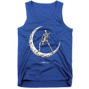 Rock On Skeleton Moon Rock And Roll Tank Top