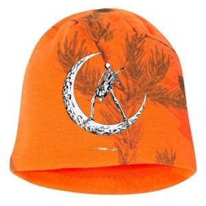 Rock On Skeleton Moon Rock And Roll Funny Halloween Kati - Camo Knit Beanie