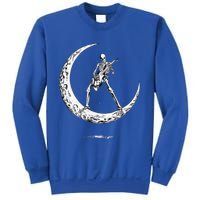 Rock On Skeleton Moon Rock And Roll Funny Halloween Sweatshirt