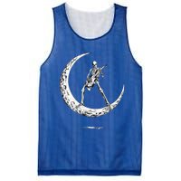 Rock On Skeleton Moon Rock And Roll Funny Halloween Mesh Reversible Basketball Jersey Tank