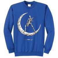 Rock On Skeleton Moon Rock And Roll Funny Halloween Tall Sweatshirt