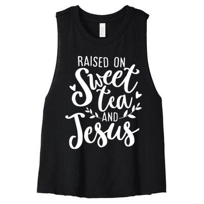 Raised On Sweet Tea And Jesus Women's Racerback Cropped Tank