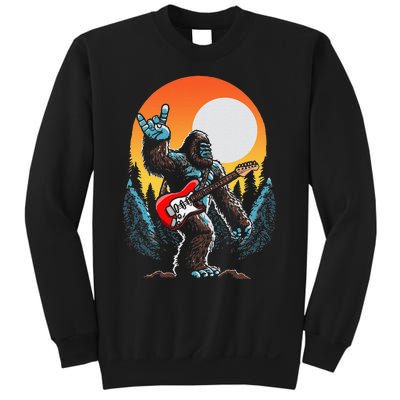 Rock On Sasquatch Rock And Roll Bigfoot Electric Guitar Sweatshirt