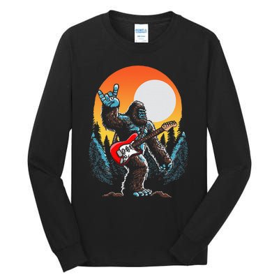 Rock On Sasquatch Rock And Roll Bigfoot Electric Guitar Tall Long Sleeve T-Shirt