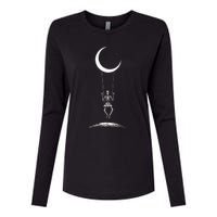 Rock On Skeleton Moon Band Rock And Roll Graphic Womens Cotton Relaxed Long Sleeve T-Shirt