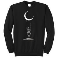 Rock On Skeleton Moon Band Rock And Roll Graphic Sweatshirt