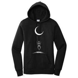 Rock On Skeleton Moon Band Rock And Roll Graphic Women's Pullover Hoodie