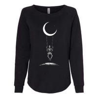 Rock On Skeleton Moon Band Rock And Roll Graphic Womens California Wash Sweatshirt