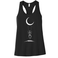 Rock On Skeleton Moon Band Rock And Roll Graphic Women's Racerback Tank