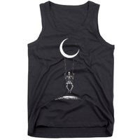 Rock On Skeleton Moon Band Rock And Roll Graphic Tank Top