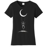 Rock On Skeleton Moon Band Rock And Roll Graphic Women's T-Shirt