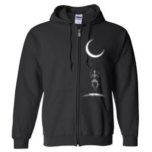 Rock On Skeleton Moon Band Rock And Roll Graphic Full Zip Hoodie