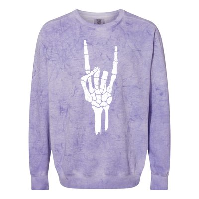 Rock On Skeleton Hand Gift Colorblast Crewneck Sweatshirt