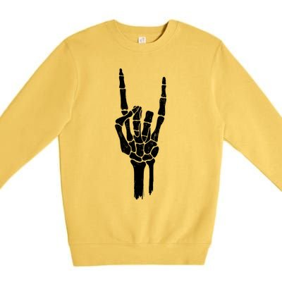 Rock On Skeleton Hand Gift Premium Crewneck Sweatshirt