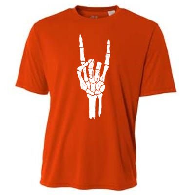 Rock On Skeleton Hand Gift Cooling Performance Crew T-Shirt