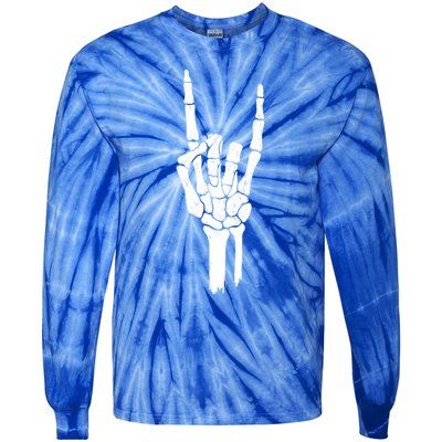 Rock On Skeleton Hand Gift Tie-Dye Long Sleeve Shirt