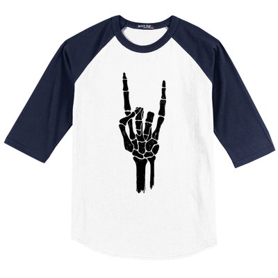 Rock On Skeleton Hand Gift Baseball Sleeve Shirt