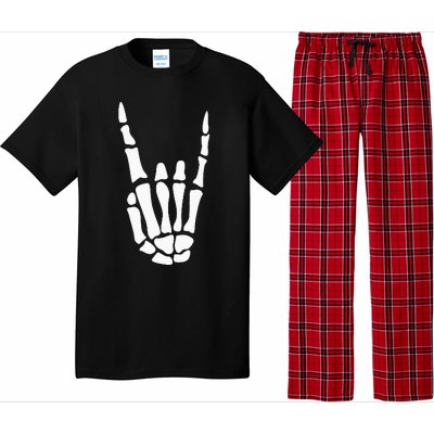 Rock On Skeleton Hand Sign Minimalistic Halloween Costume Pajama Set