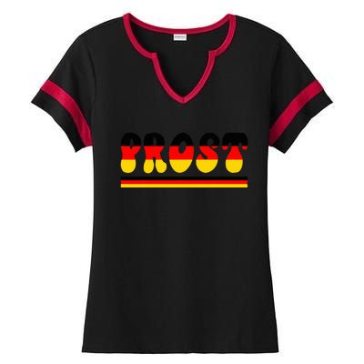 Retro Oktoberfest Squad German Flag Prost Ladies Halftime Notch Neck Tee