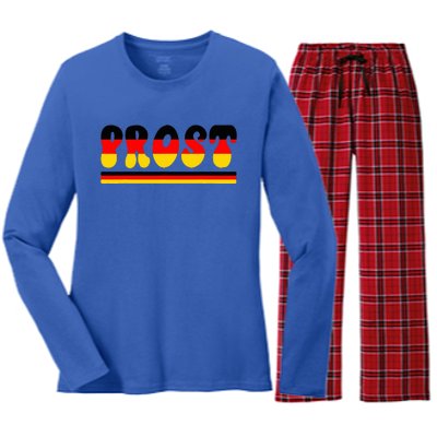 Retro Oktoberfest Squad German Flag Prost Women's Long Sleeve Flannel Pajama Set 