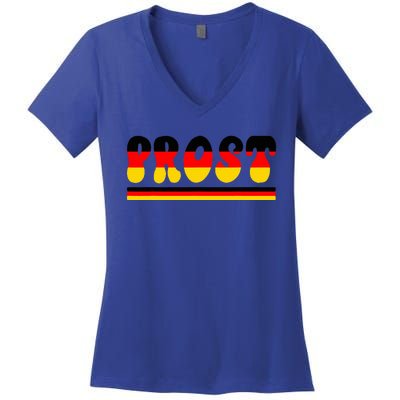 Retro Oktoberfest Squad German Flag Prost Women's V-Neck T-Shirt