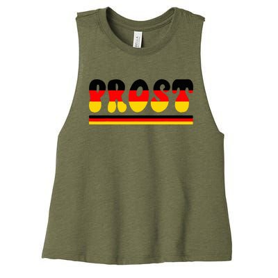 Retro Oktoberfest Squad German Flag Prost Women's Racerback Cropped Tank