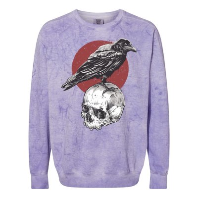 Raven On Skull Colorblast Crewneck Sweatshirt