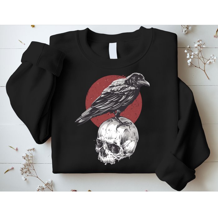 Raven On Skull Sweatshirt