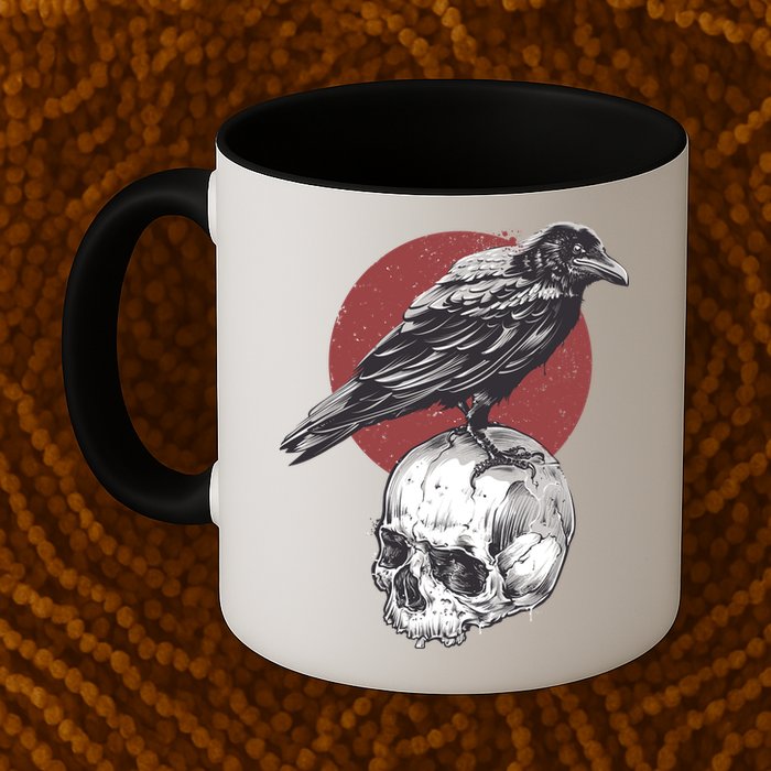 Raven On Skull Mug