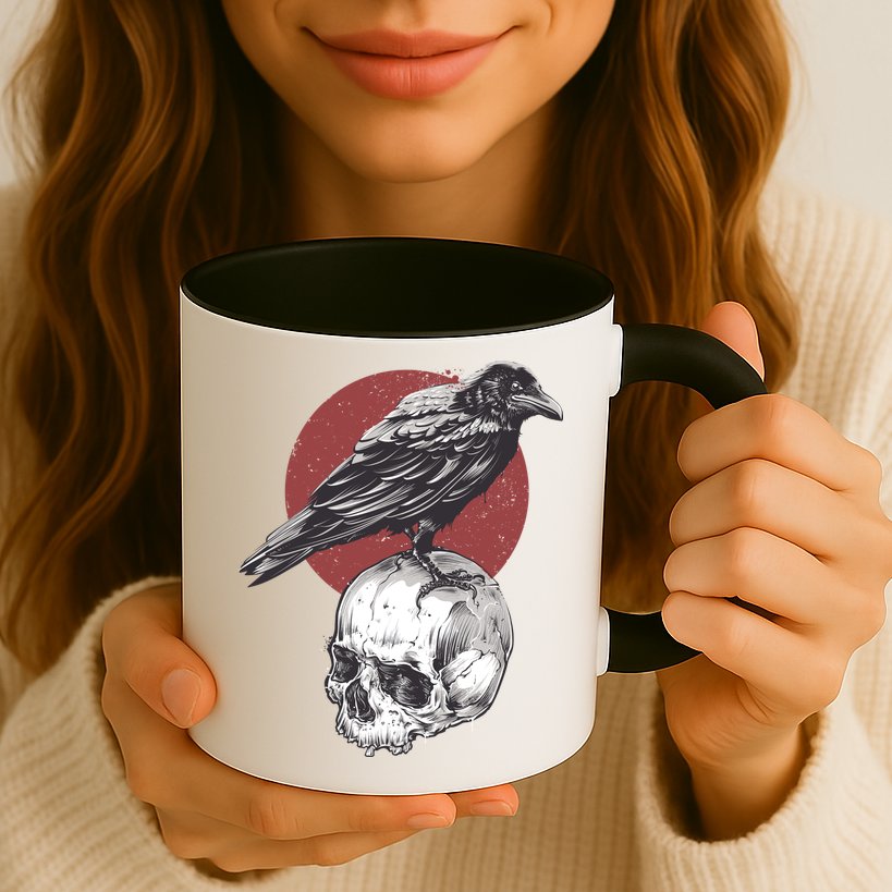 Raven On Skull Mug