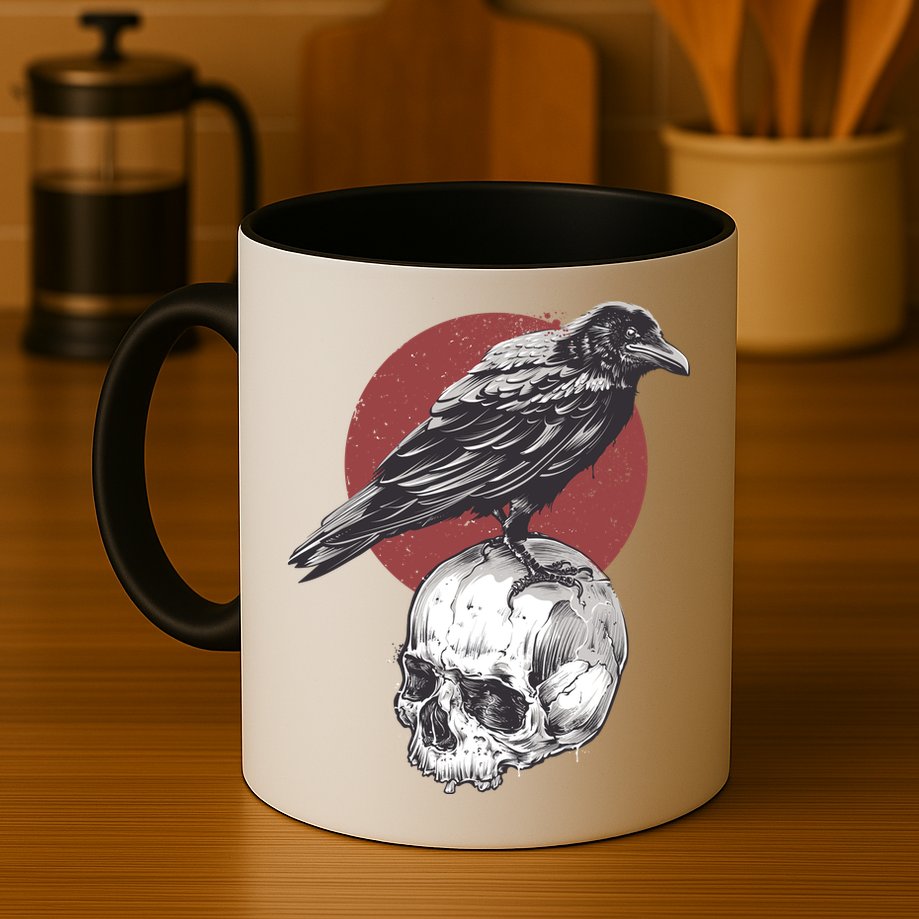 Raven On Skull Mug