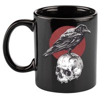 Raven On Skull 11oz C Handle Ceramic Mug