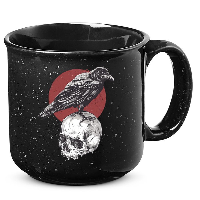 Raven On Skull 15oz Campfire Ceramic Mug
