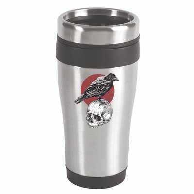 Raven On Skull 16oz Travel Tumbler