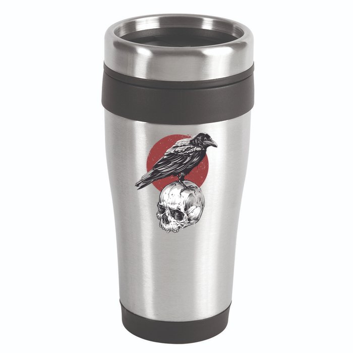 Raven On Skull 16oz Travel Tumbler
