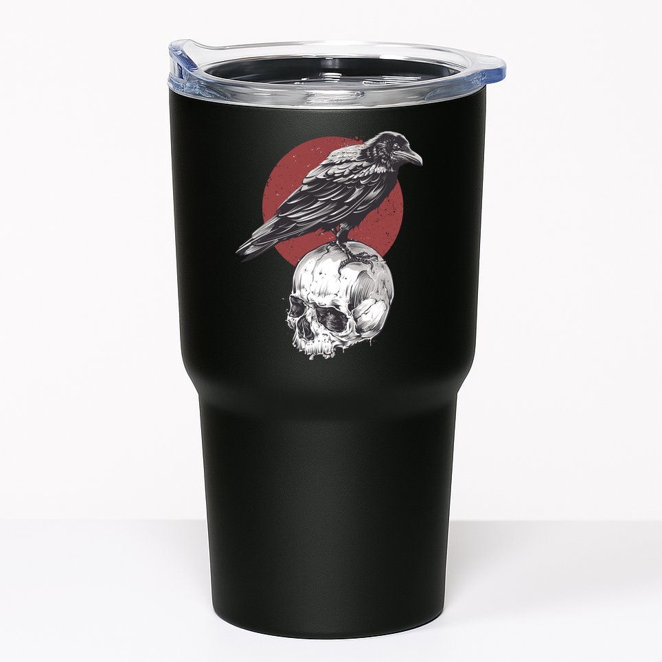 Raven On Skull Tumbler