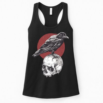 Raven On Skull Womens Tank Top