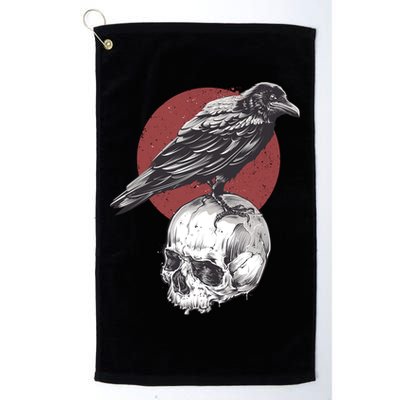Raven On Skull Golf Towel